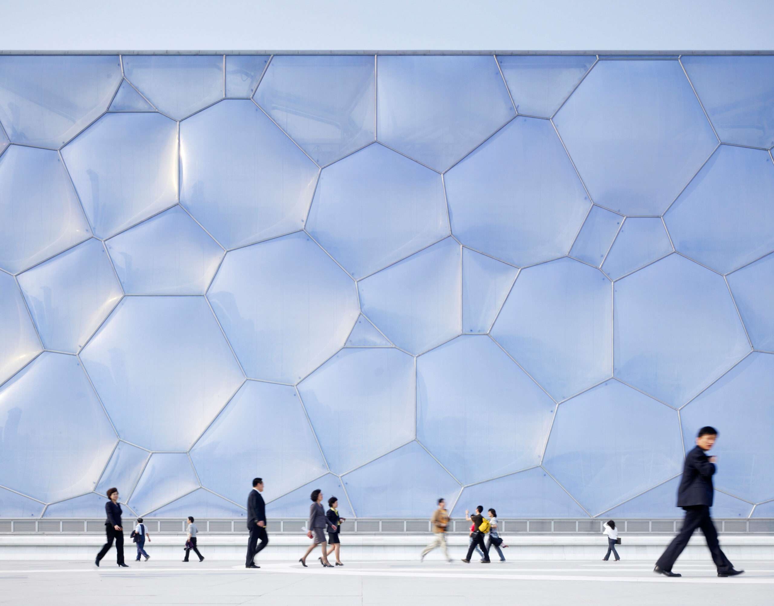 ETFE facade of the National Swimming Center Beijing, China. PTW Architects, Arup, CSCEC And CCDI.