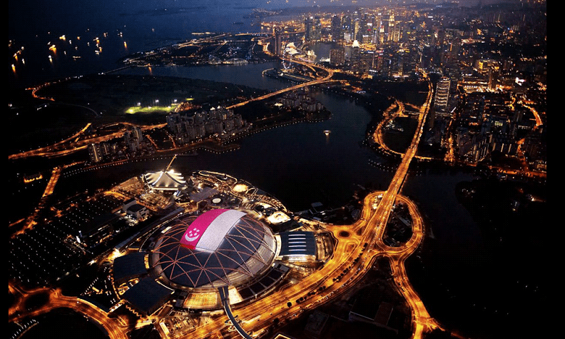 SG Singapur Sports Hub02 National Flag