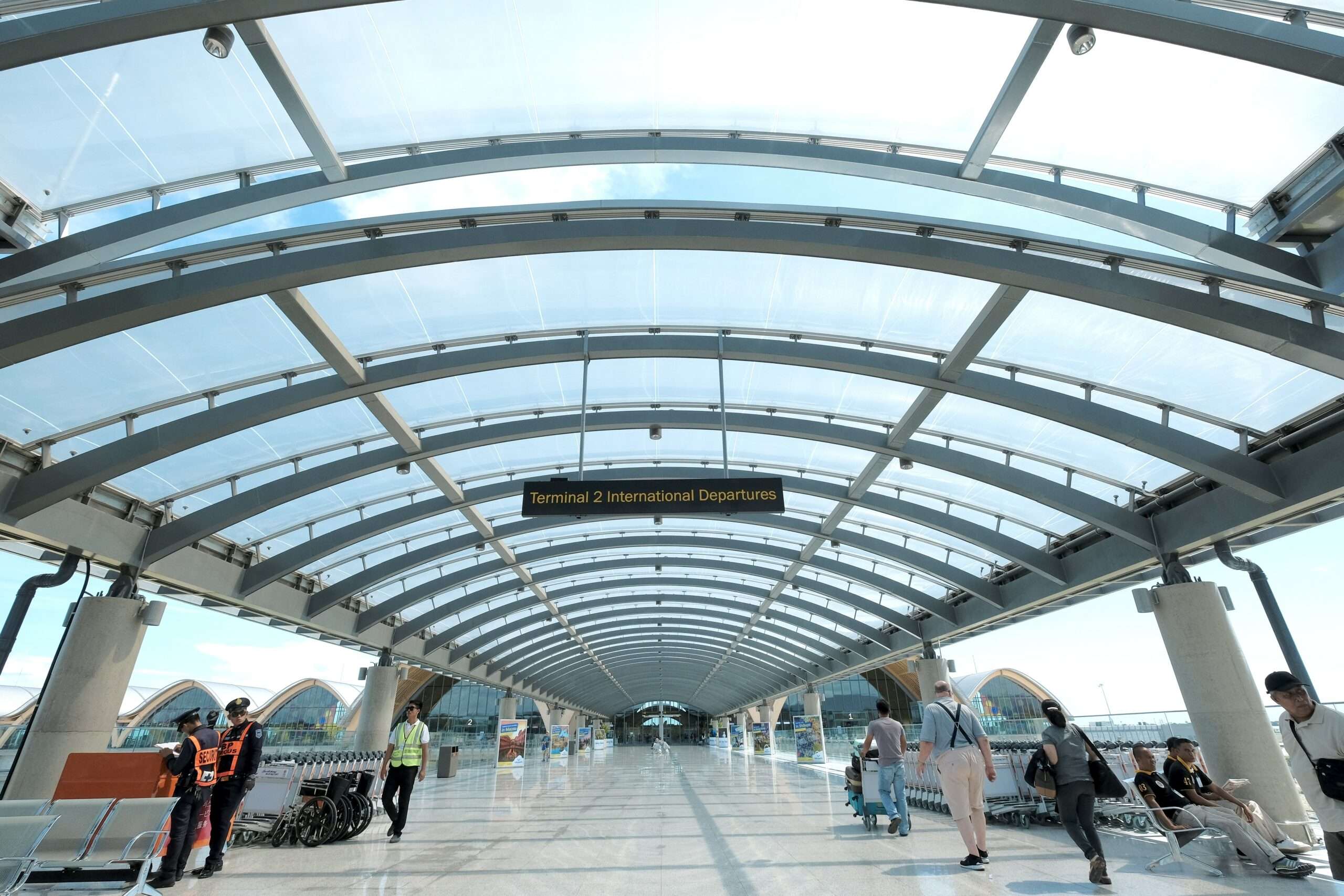 ETFE Philippines: Mactan-Cebu International Airport Terminal 2 features a 3,600 m² ETFE canopy - lightweight, transparent, and weather-resistant for tropical arrival zones.