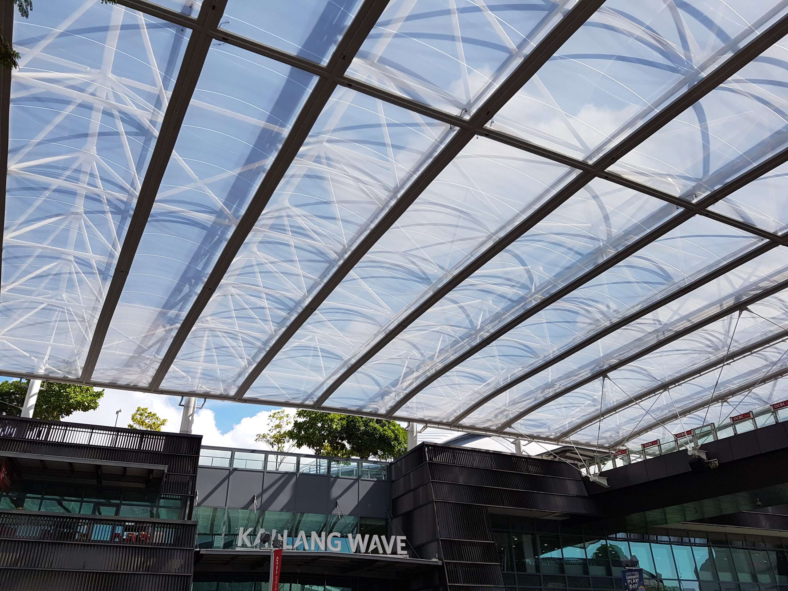 ETFE Singapore: West Plaza at the Singapore Sports Hub features an ETFE canopy providing lightweight weather protection for a major public gathering space.