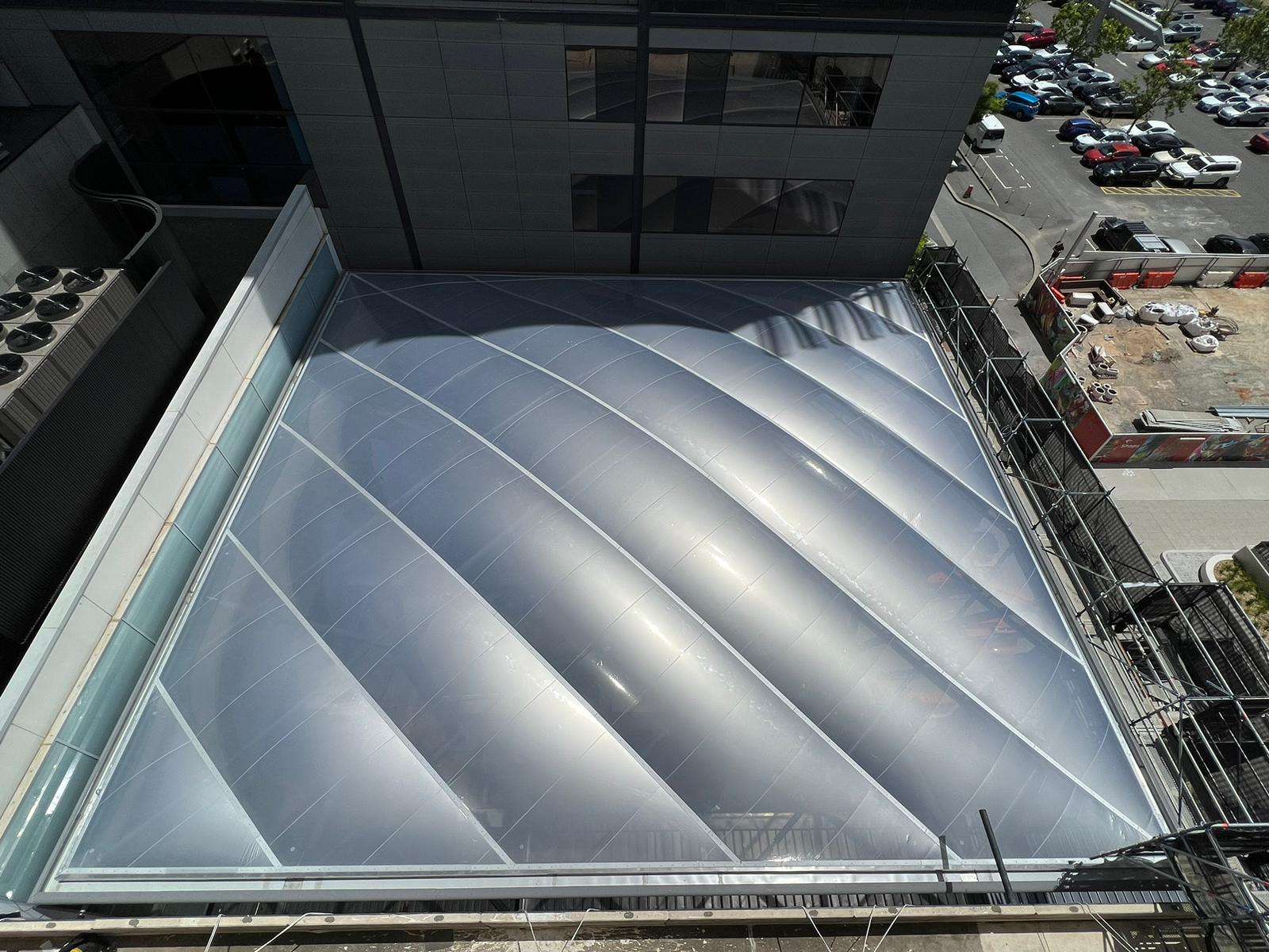 ETFE Australia: Scotts Crossing in Canberra features a 720 m² ETFE canopy engineered for lightweight design, daylight and urban design quality.